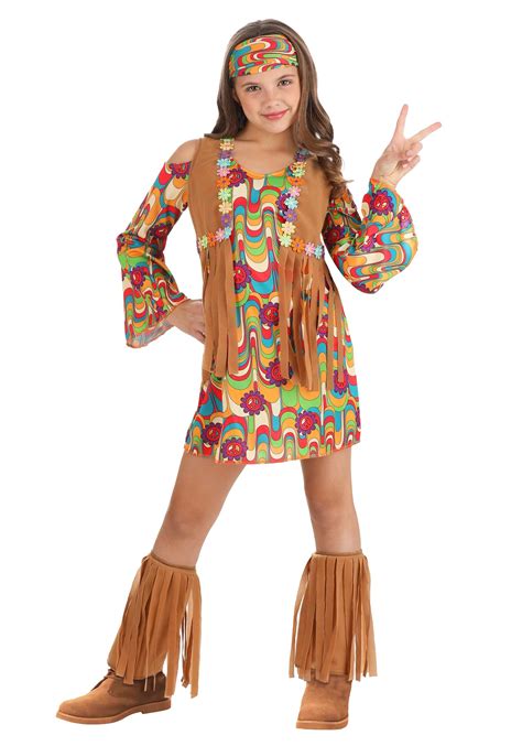 Woodstock Flower Hippie Costume For Girls