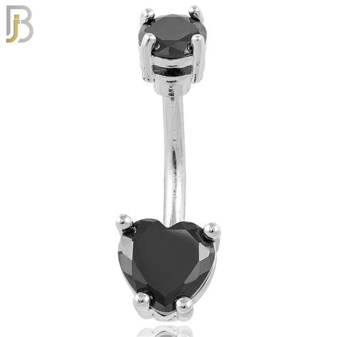 Nb06s 316l Stainless Steel Heart Prong Setting Zircon Banana Belly