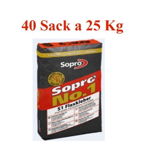 1 Pal 40 Sack Sopro No No 1 Flexkleber Fliesenkleber C2 S1