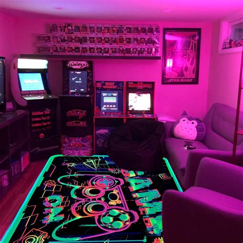 Kmkicme Gaming Area Rug Blacklight For Bedroom Decor Game Printed