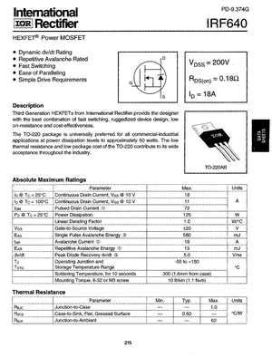 Irf Mosfet Datasheet Equivalente Reemplazo Hoja De