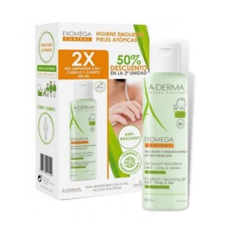 Pack Gel Limpiador Emoliente Exomega Control 2 En 1 Cuerpo Y Cabello