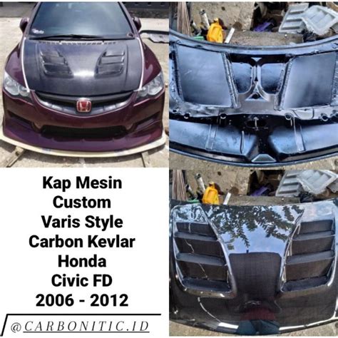 Jual Kap Mesin Custom Varis Style Honda Civic Fd 2006 2012 Carbon