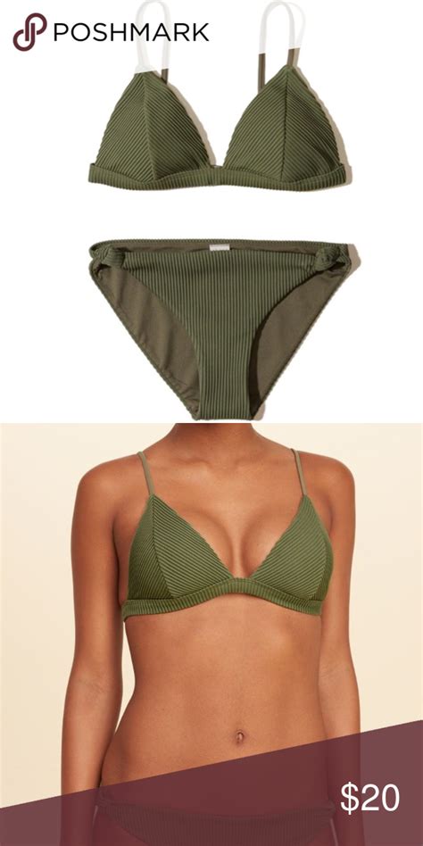 🍸 Olive Green Ribbed Bikini 🍸 Bikinis Olive Green Clothes Design