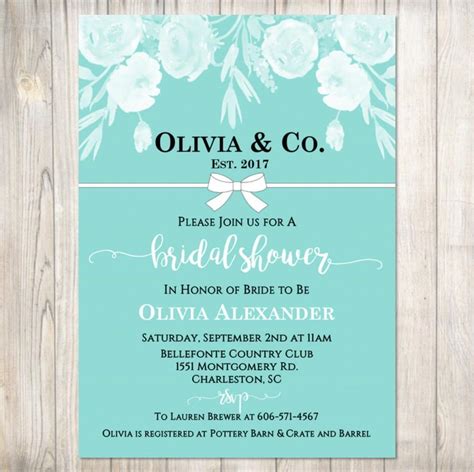 Tiffany's Bridal Shower Invitation - Tiffanys Floral Bridal Shower ...