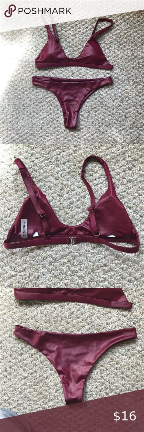 Shein Maroon Bikini Set Maroon Bikini Bikinis Bikini Set