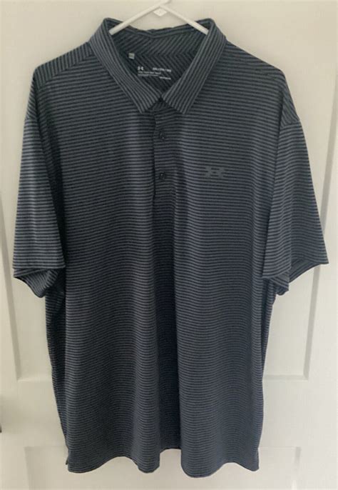 Under Armour Loose Fit Heat Gear Polo Golf Shirt Mens 3xl Stripes Navy