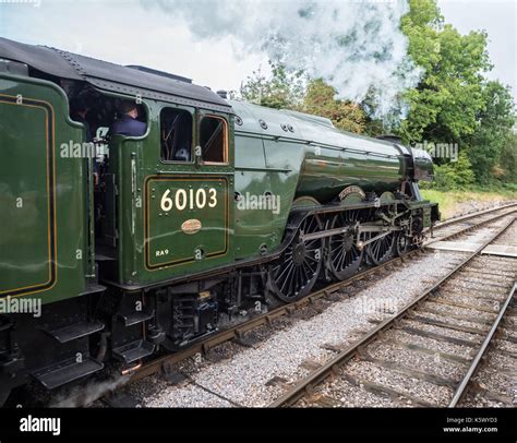 The Flying Scotsman 60103 steam locomotive at Crowcombe Heathfield railway station, Somerset ...