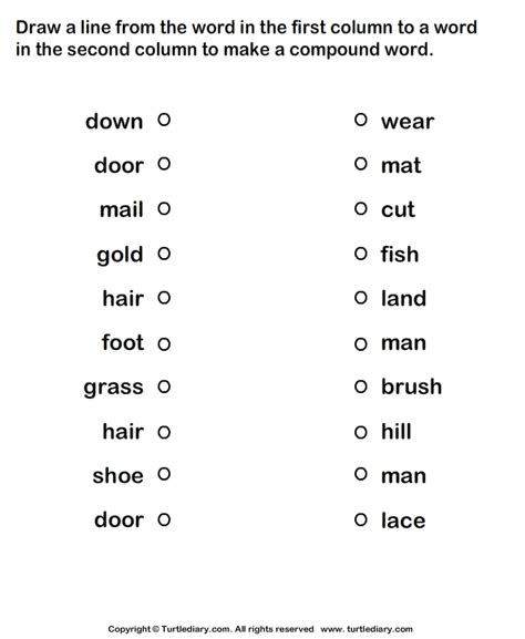 Join The Words To Make Compound Word Turtle Diary Worksheet