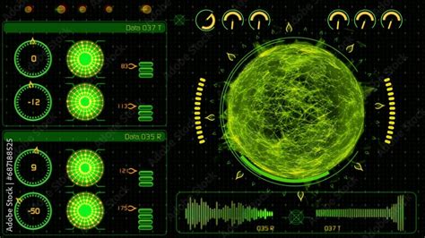 Hud And Gui Set Futuristic User Interface Animation Green Version Loop