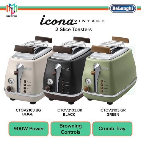 Delonghi Ctov Icona Vintage Toaster Slices W Ctov Bk