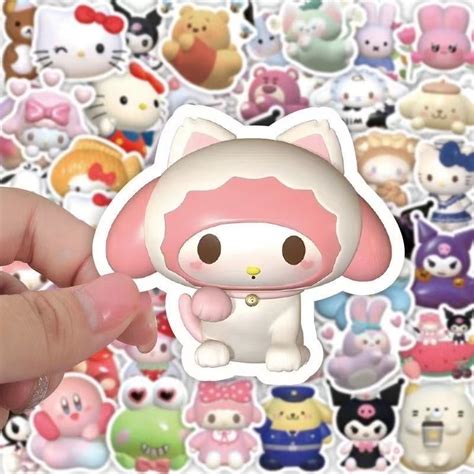 【100pcs】3d Sanrio Stickers Cute Cartoon Sticker Kuromi Hellokitty