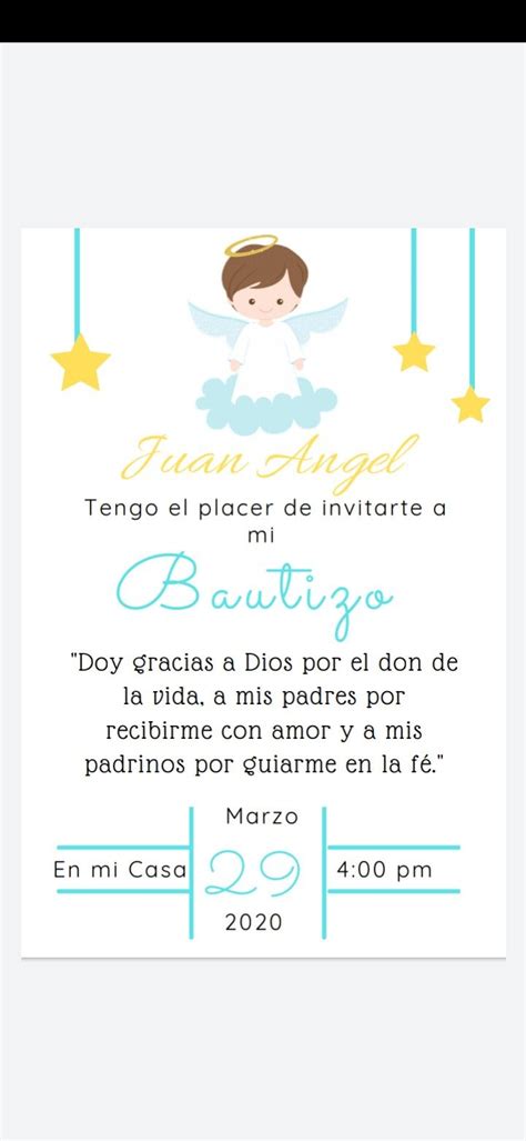 Invitación Bautizo Angel Invitaciones Bautizo Oraciones De Bautizo Bautizo