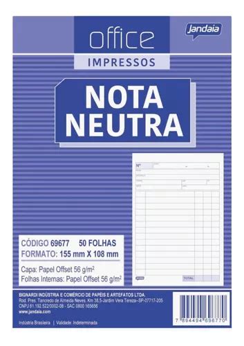 Bloco Talão Nota Neutra 1 Via 108x155mm 50 Folhas Kit 20 MercadoLivre