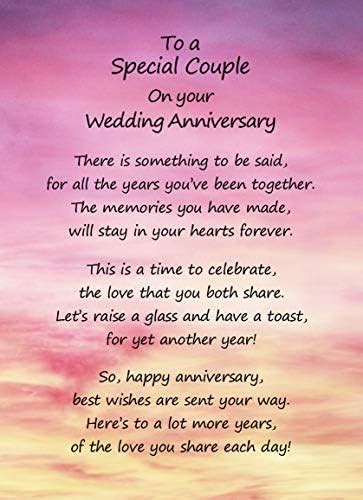 To A Special Couple Wedding Anniversary Poem Verse Greeting Card