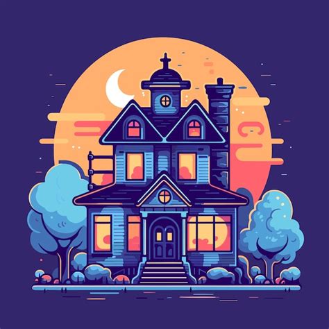 Premium Vector Spooky House Flat Illustration Halloween 2d Vector