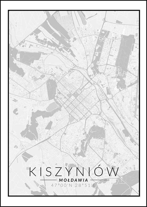 Galeria Plakatu Plakat Kiszyniow Mapa Czarno Biała 61x91 5 cm