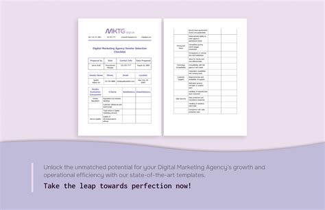 Digital Marketing Agency Vendor Selection Checklist Template In Word