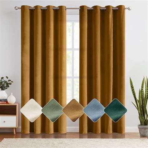 Amazon Lazzzy Blackout Velvet Curtains Gold Thermal Insulated