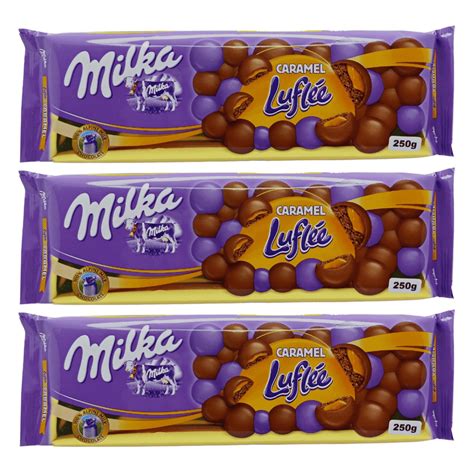 3 Barras De Chocolate Milka Aerado Recheio De Caramelo Submarino