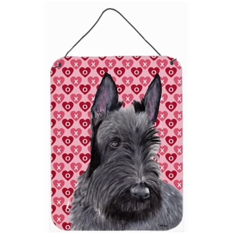 12 X 16 In Scottish Terrier Hearts Love And Valentines Day Aluminum Metal Wall And Door Hangin 1