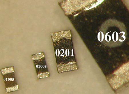 Examples of 0603, 0201 and 01005 passive components | Download ...