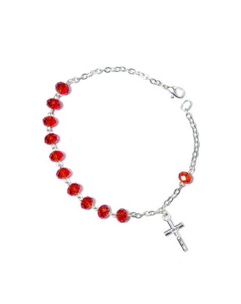 Red Crystal Rosary Bracelet Vatican Gift