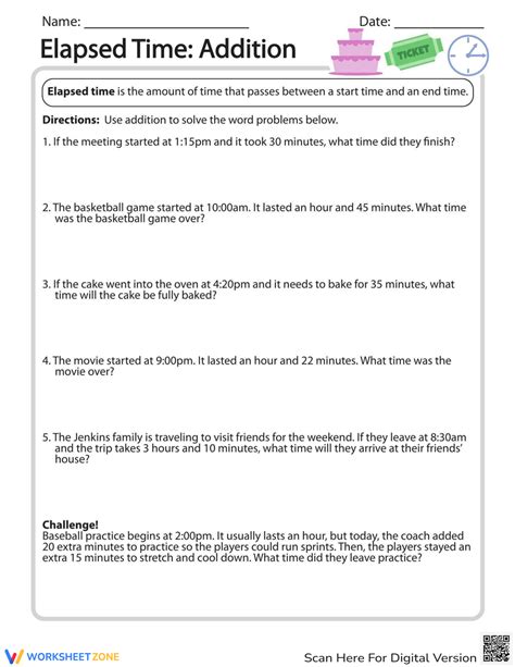 Elapsed Time Addition Worksheet