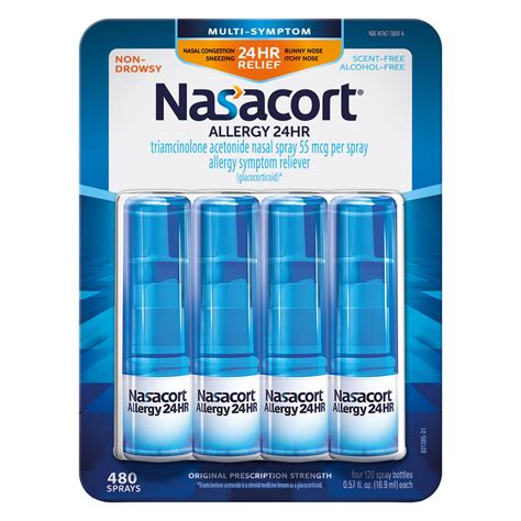 Nasacort Allergy 24hr Non Drip Nasal Spray 120 Sprays 0 57 Oz 4 Pack