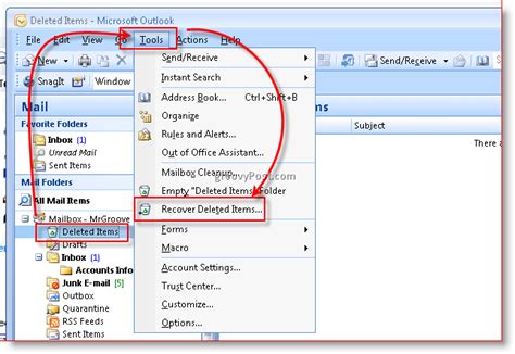 Recover Deleted Email In Microsoft Outlook From Any Folder