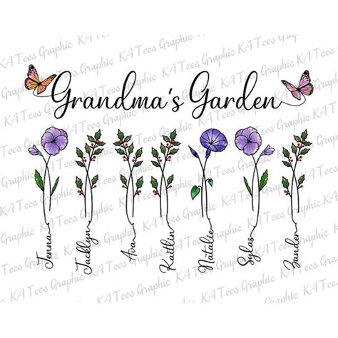 Personalized Grandmas Garden Png Birth Month Flowers Clipa Inspire