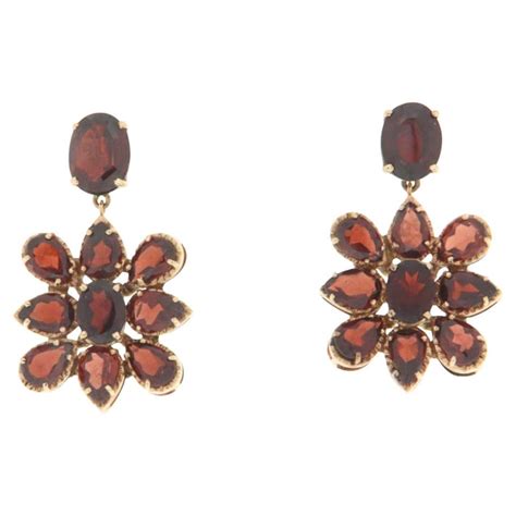 Antique Garnet Set Gold Drop Earrings For Sale At 1stdibs Vintage