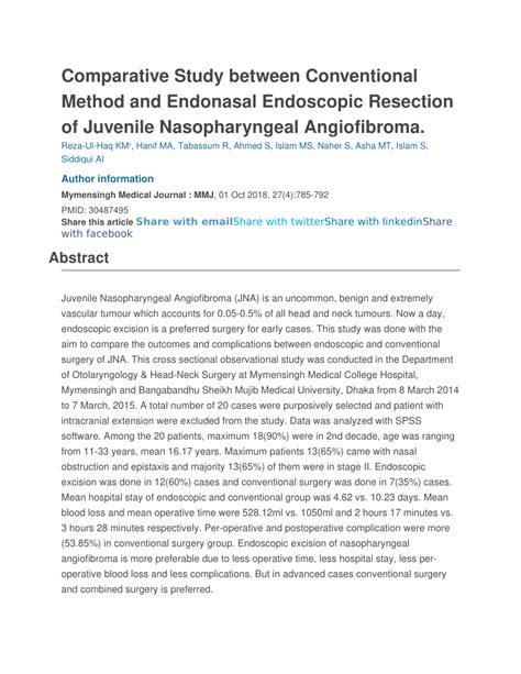 PDF Comparative Study Between Conventional Method And Endonasal