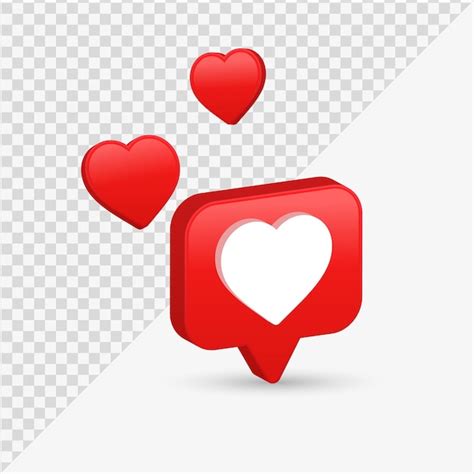 Premium Vector 3d Like Love Icon In Red Speech Bubble Or Set Of Heart