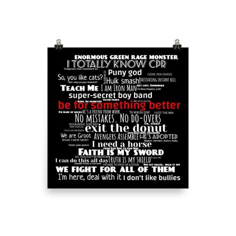 MARVEL MOVIES Quotes Best Marvel Quotes Poster Superhero Word Art Iron ...