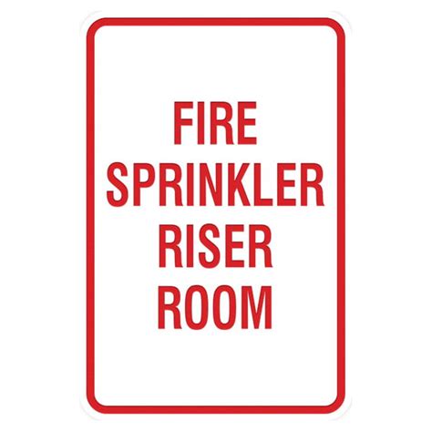 Portrait Round Fire Sprinkler Riser Room Sign Whitered Large 6 X