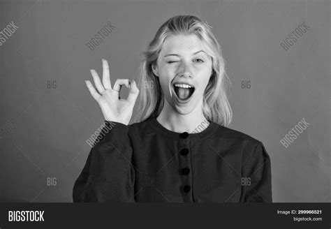 Girl Wink Happy Face Image And Photo Free Trial Bigstock