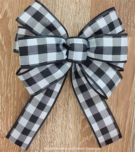 Black White Plaid Bow Buffalo Plaid Bows Bow For Wreath Bow Etsy