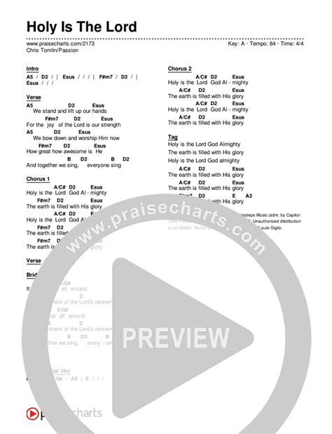 Holy Is The Lord Chords Pdf Chris Tomlin Passion Praisecharts