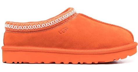 UGG Embroidered Suede Slippers in Orange - Lyst