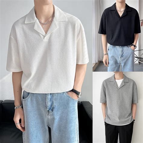 Korean Oversized Polo Shirt For Men Shopee Philippines