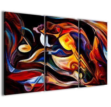 Stampe Su Tela 3pz 120x90cm Abstract Painting 005 Quadri Moderni