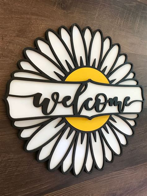 Daisy Welcome Sign Porch Sign Party Decor Door Sign Wall Art Room