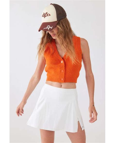 Urban Outfitters Uo Rickie Cropped Sweater Vest In Rust Orange Lyst