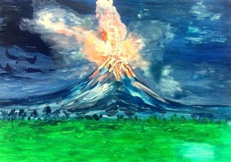 Philippines Mayon Volcano Eruption Albay Original Watercolor