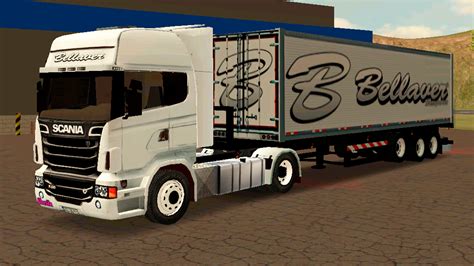 Skin Scania R440 Baú Bellaver Transportes Branco Skins Grand