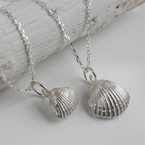 Sterling Silver Clam Shell Necklace By Caroline Brook