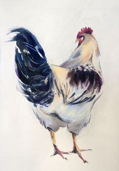 Ooak Original Watercolor Rooster In 8x10 Rooster Portrait Nursery Art