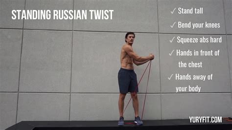 How To Do Standing Russian Twists With Resistance Bands Yuryfit Youtube