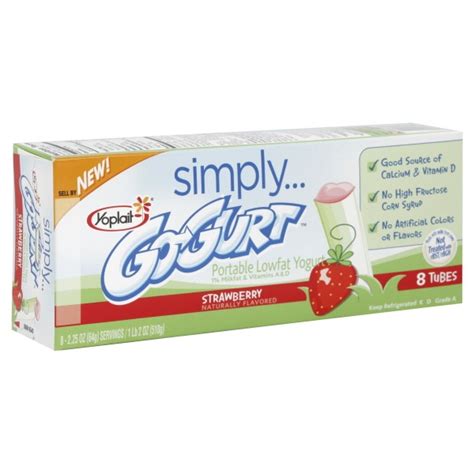 Yoplait Go Gurt Simply Yogurt Strawberry Low Fat 8 Ct